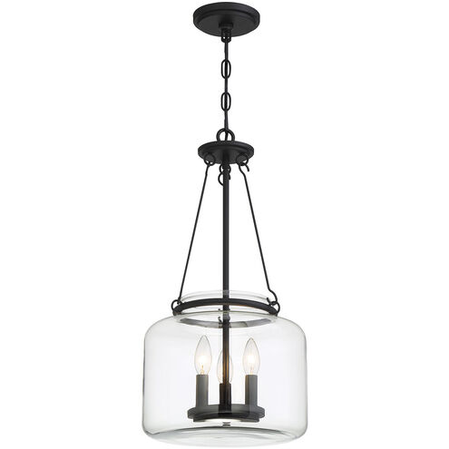 Akron 3 Light 12 inch Matte Black Pendant Ceiling Light, Essentials