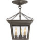 Chapman & Myers Cornice 3 Light 9.5 inch Bronze Semi-Flush Lantern Ceiling Light