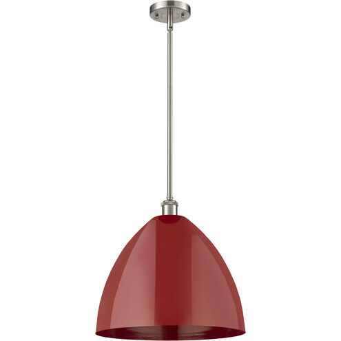 Ballston Plymouth Dome LED 16 inch Brushed Satin Nickel Pendant Ceiling Light in Matte Red