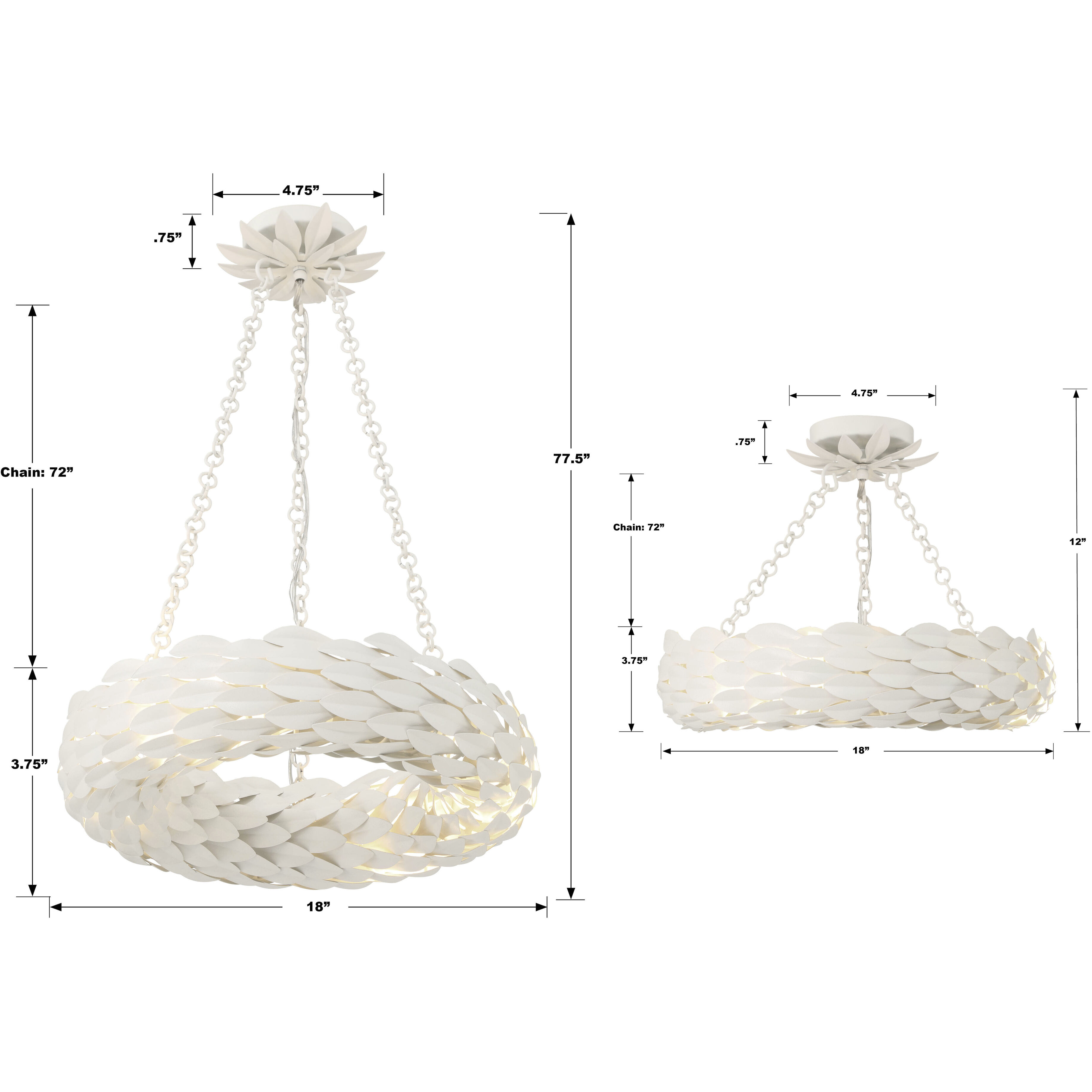 Broche 6 Light 18 inch Matte White Chandelier Ceiling Light