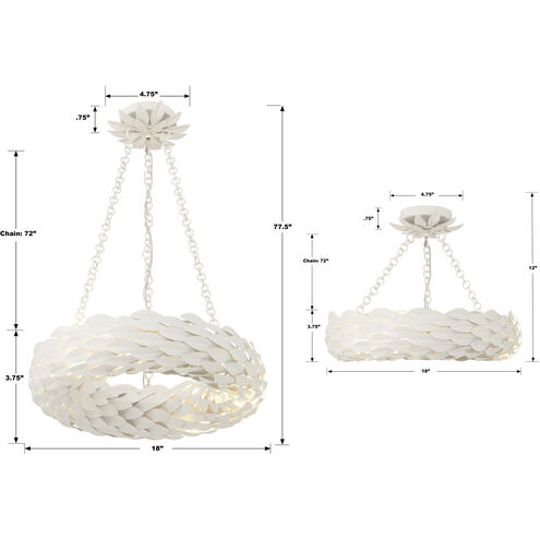 Broche 6 Light 18 inch Matte White Chandelier Ceiling Light