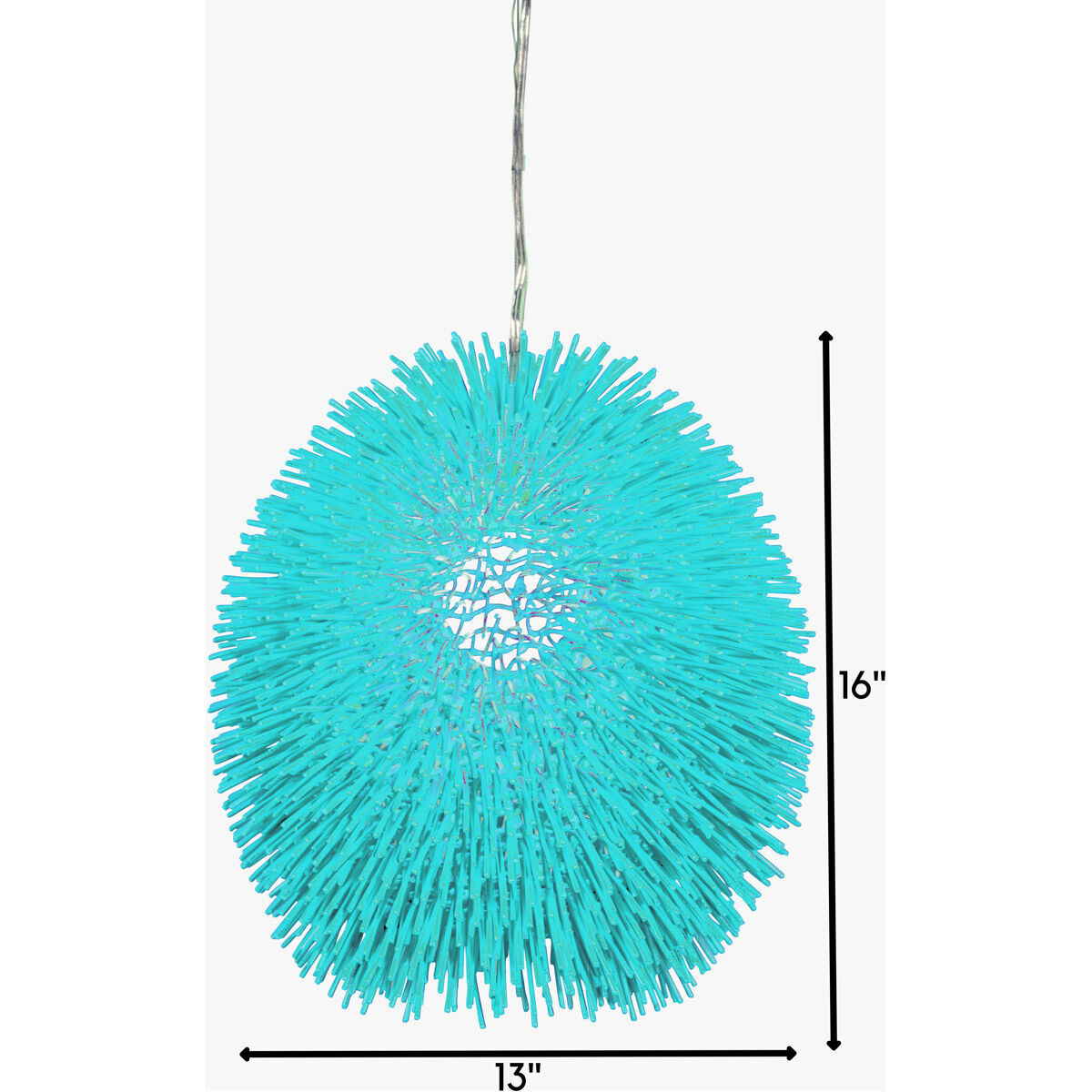 Urchin 1 Light 13 inch Aqua Velvet Pendant Ceiling Light