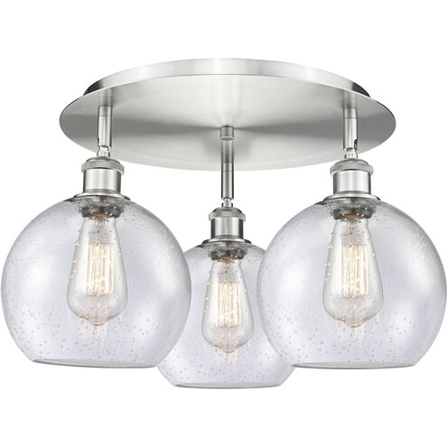 Athens 3 Light 19.75 inch Satin Nickel Flush Mount Ceiling Light in Seedy