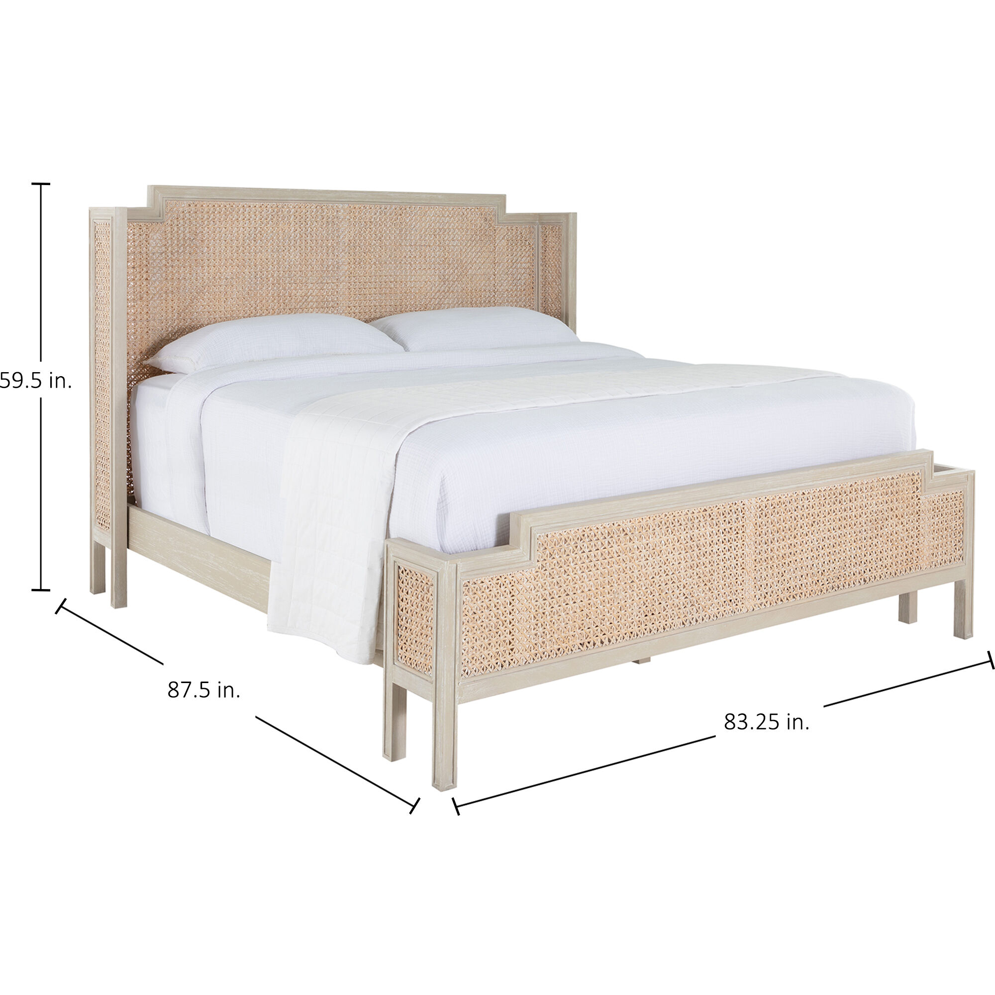 Camille Cerused White King Bed