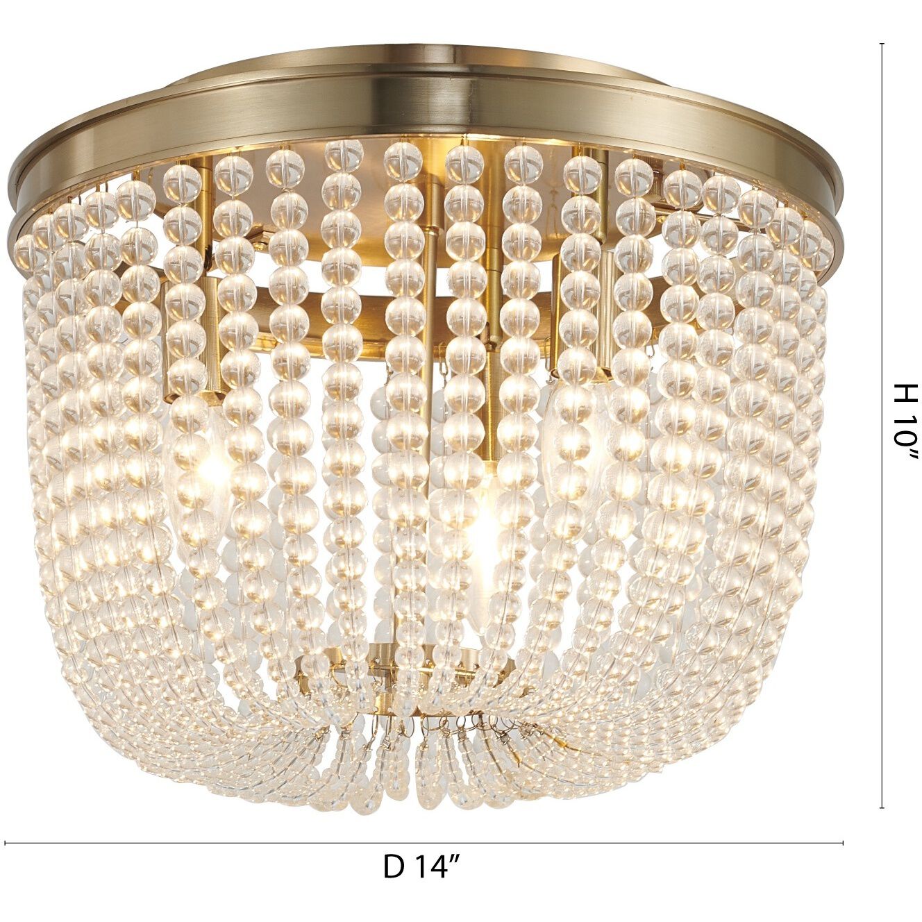 LA Series 3 Light 14 inch Chrome Semi Flush Mount Ceiling Light