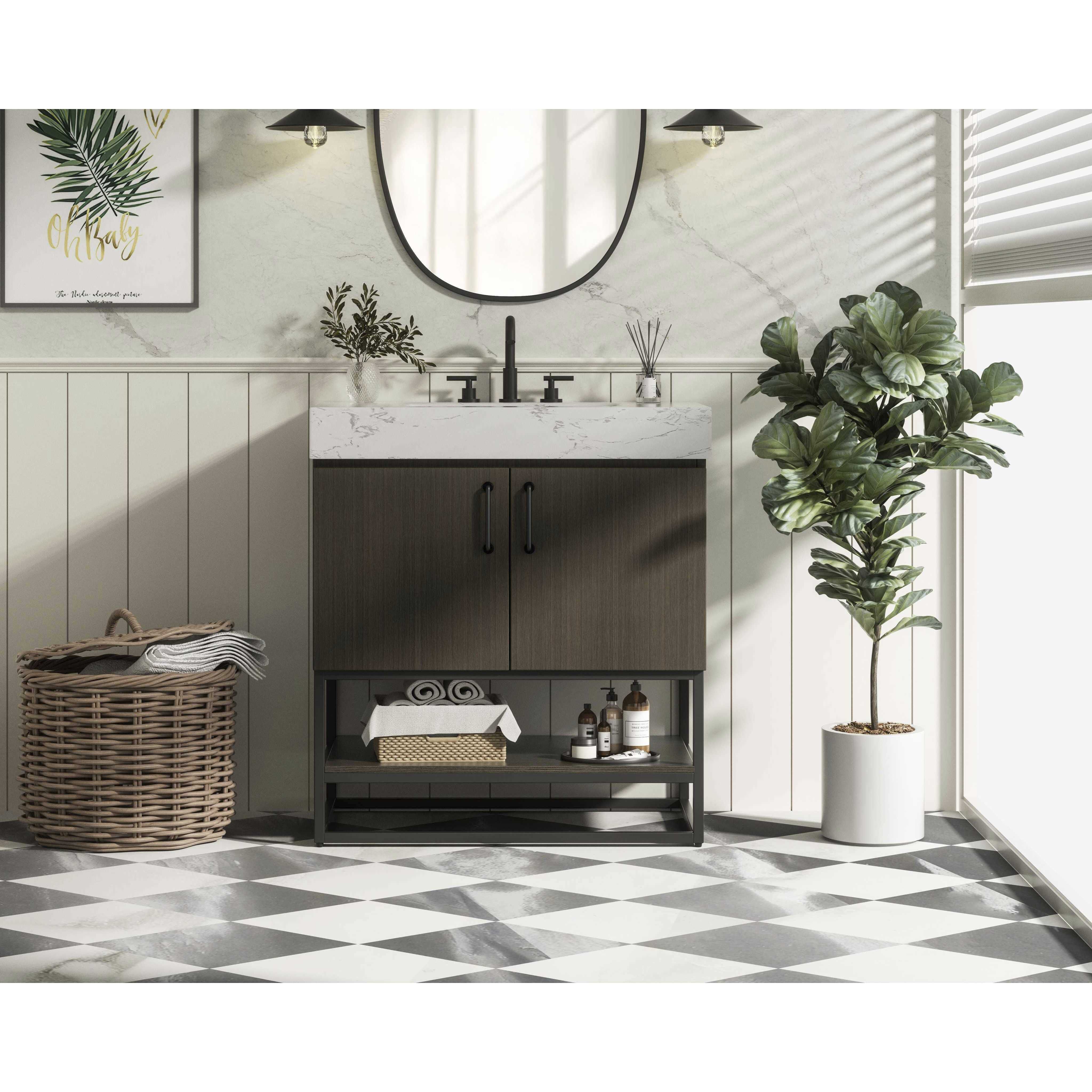 Caroline 30 X 34 inch Mocha Brown Bathroom Vanity Cabinet