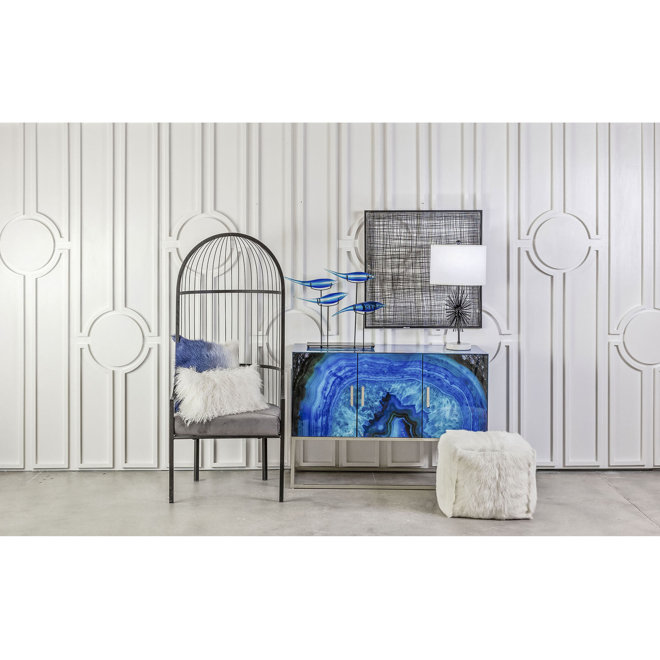 Five-O Blue Agate with Silver Cabinet