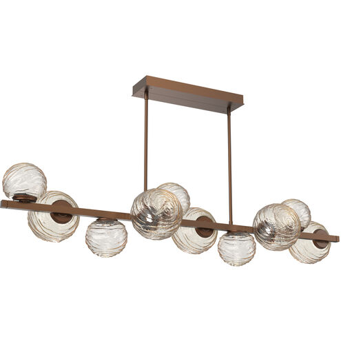 Gaia LED 60 inch Burnished Bronze Linear Multi-Pendant Ceiling Light in 3000K LED, Amber, Twisted Branch