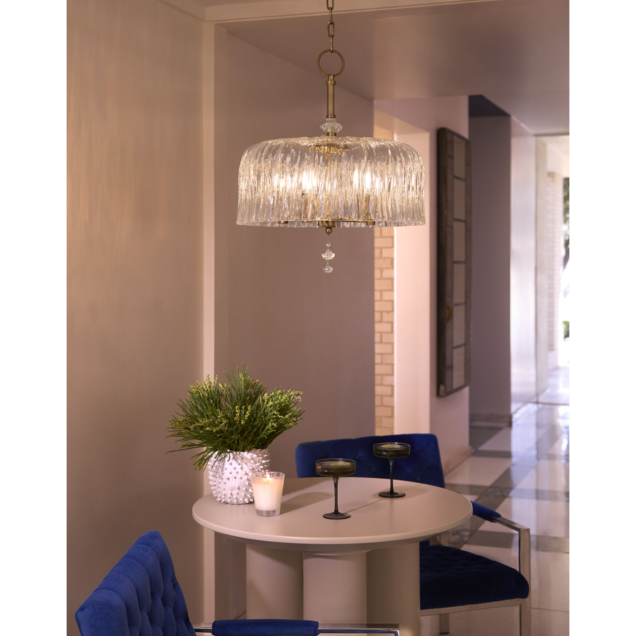 Meriam 5 Light 20 inch Brushed Brass Pendant Ceiling Light