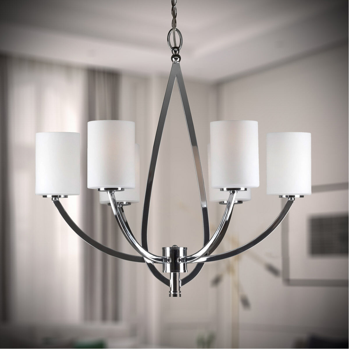 Keli 6 Light 26 inch Chrome Chandelier Ceiling Light