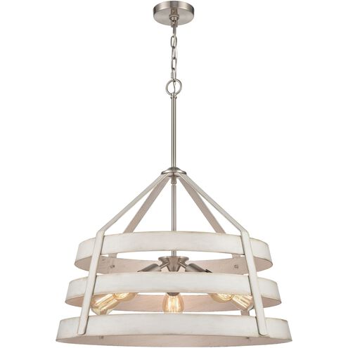 Brigantine 5 Light 24 inch Satin Nickel with Antique White Chandelier Ceiling Light
