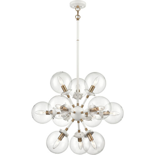 Boudreaux 12 Light 25 inch Matte White with Satin Brass Chandelier Ceiling Light