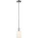Downtown Urban Bridal Veil 1 Light 5 inch Polished Nickel Mini Pendant Ceiling Light in Gloss White Glass
