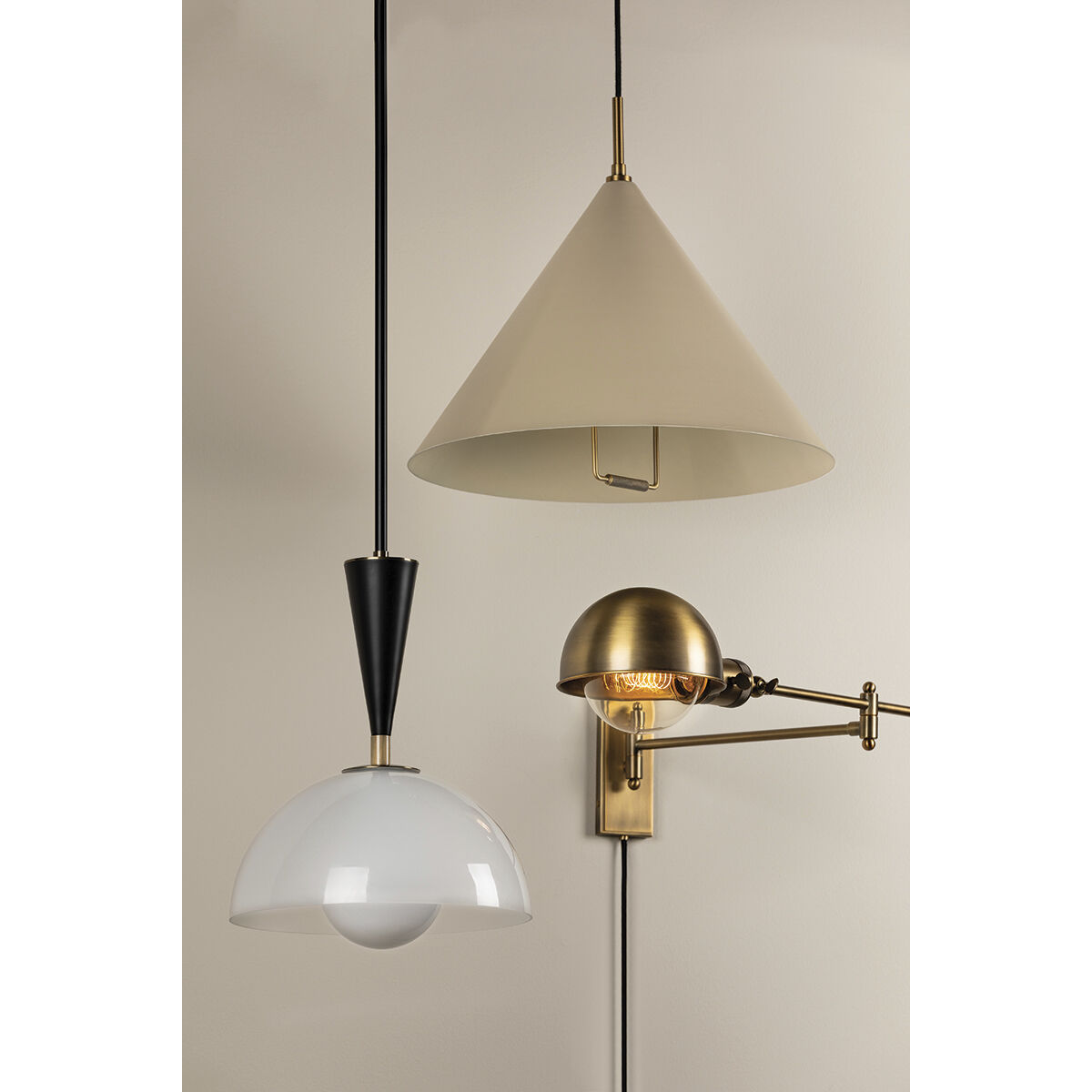 Fontana 1 Light 18 inch Patina Brass/Soft Sand Pendant Ceiling Light