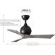Atlas Irene-3 42 inch Matte Black with Gray Ash Blades Indoor/Outdoor Ceiling Fan