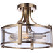 Elliot 3 Light 13 inch Satin Brass Semi Flush Ceiling Light