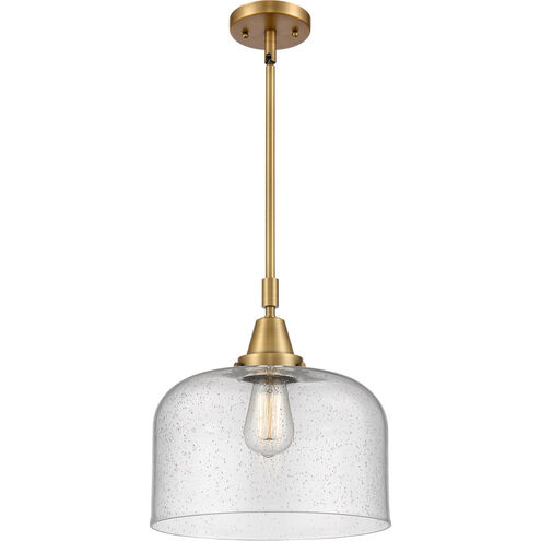 Franklin Restoration X-Large Bell 1 Light 12 inch Brushed Brass Mini Pendant Ceiling Light in Seedy Glass