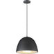 Fungo LED 15.75 inch Black and Satin Brass Single Pendant Ceiling Light in Black/Satin Brass