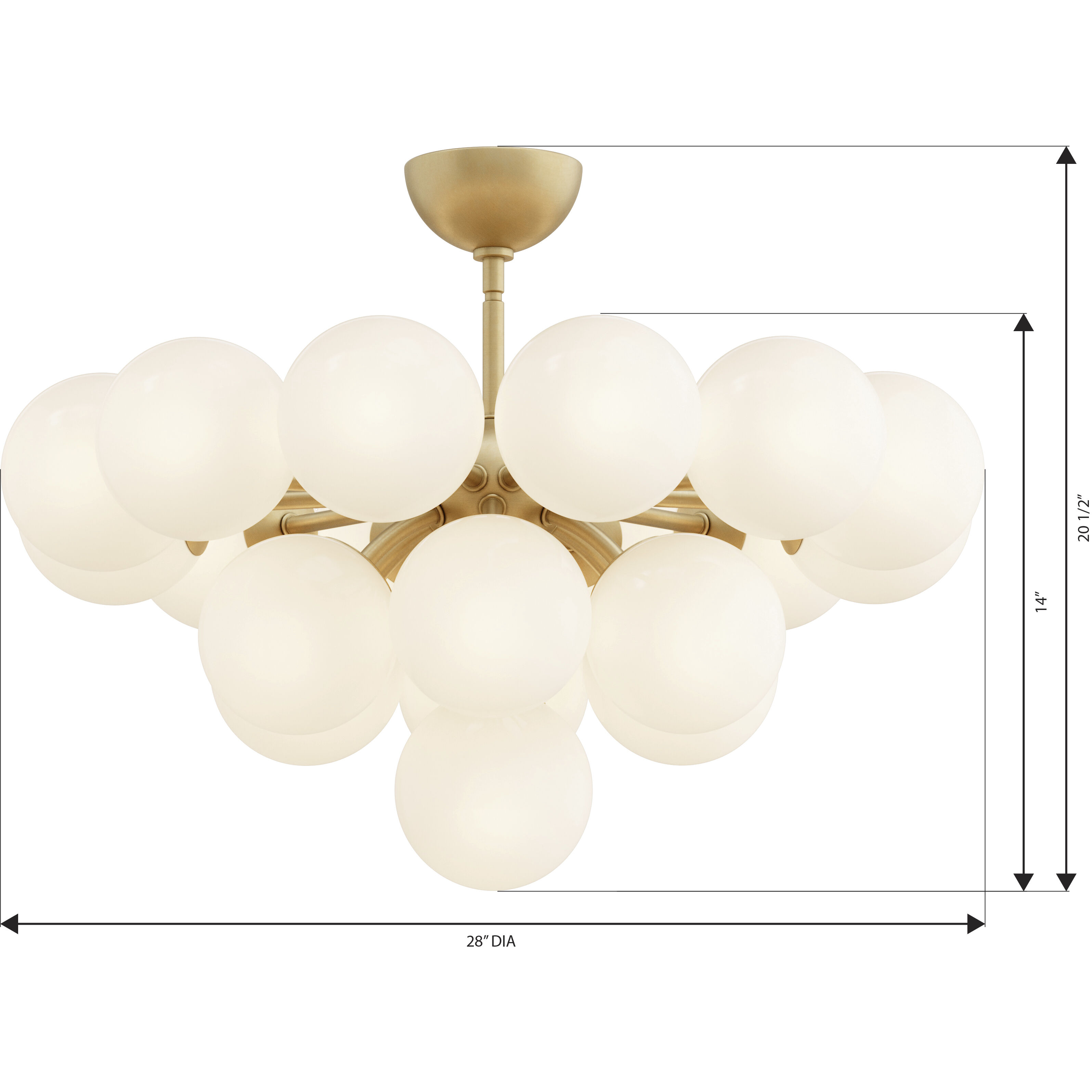 Lunara 19 Light 28 inch Legacy Brass Convertible Chandelier/Semi-Flush Mount Ceiling Light