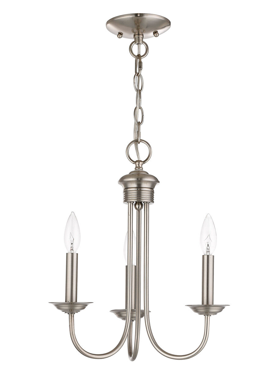 Estate 3 Light 14 inch Brushed Nickel Mini Chandelier Ceiling Light