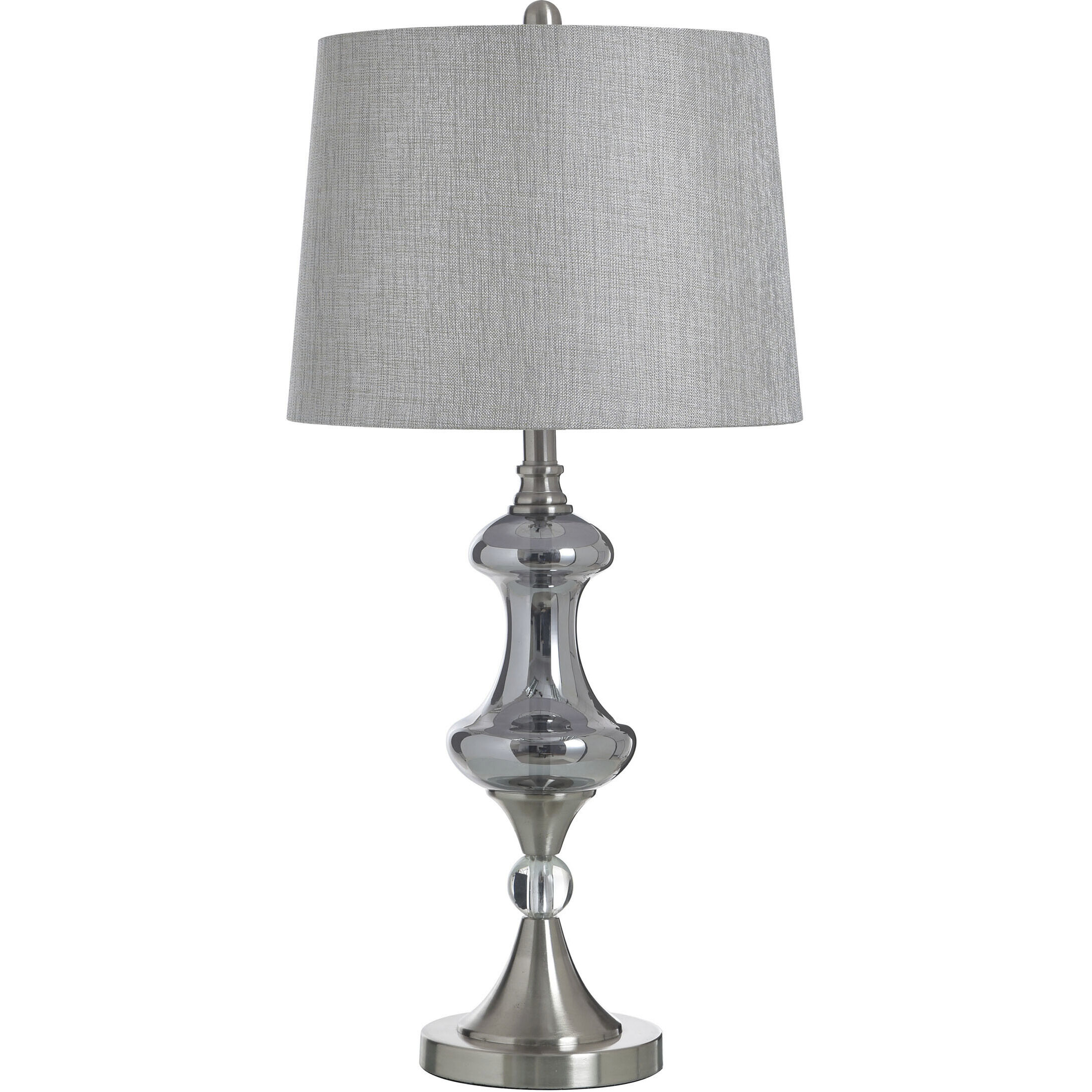 Steel 30.75 inch 100 watt Brushed Nickel and Silver Glass and Grey Table Lamp Portable Light