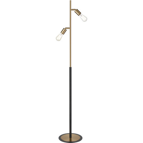 Kelston 62 inch 60.00 watt Matte Black with Aged Brass Floor Lamp Portable Light