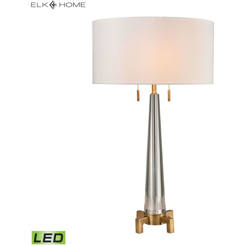 Bedford 30 inch 9.5 watt Clear with Aged Brass Table Lamp Portable Light in LED, 3-Way