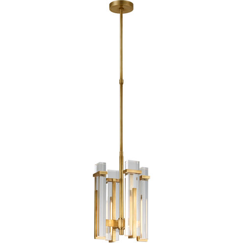 Ian K. Fowler Malik LED 12 inch Hand-Rubbed Antique Brass Chandelier Ceiling Light in Clear Glass, Small