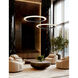 Textile LED 42 inch Matte Black Pendant Ceiling Light in Cream Linen Fabric