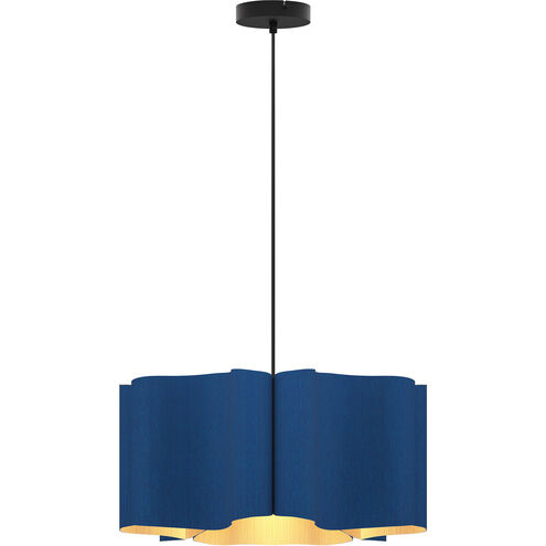 Paulina 1 Light 19.8 inch Black Pendant Ceiling Light in Blue/Ash, 20 in, WEP Collection