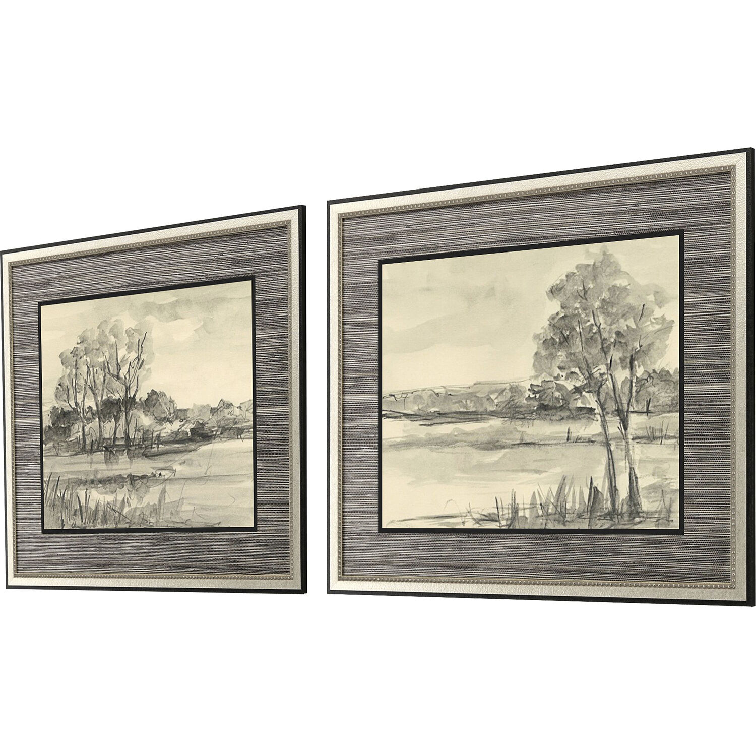 Graphite Plein Air Black and Beige and Neutral Framed Art