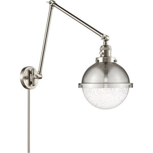 Franklin Restoration Hampden 32.5 inch 60 watt Brushed Satin Nickel Swing Arm Wall Light in Seedy Glass
