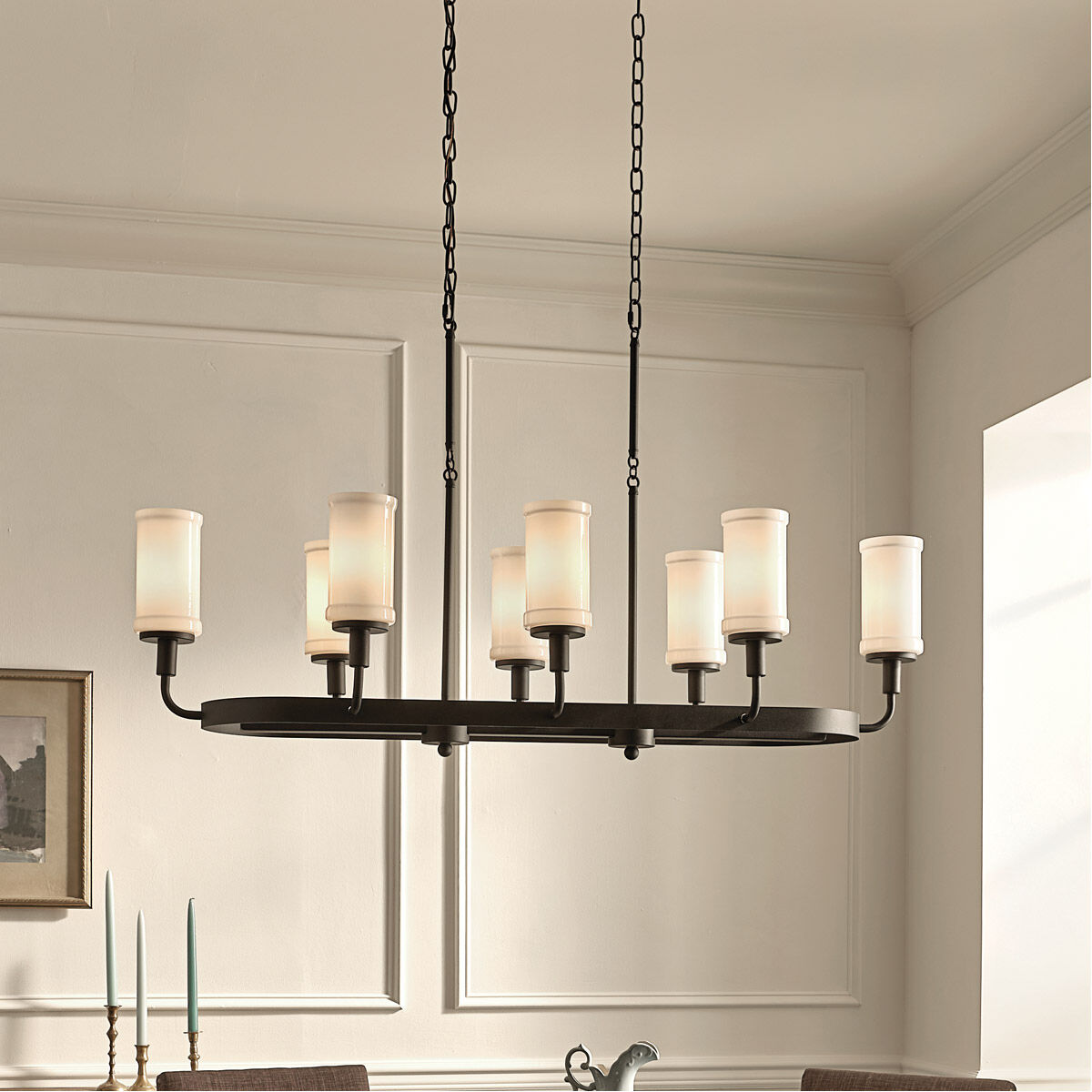 Homestead Vetivene 8 Light 17.5 inch Textured Black Chandelier Linear Ceiling Light