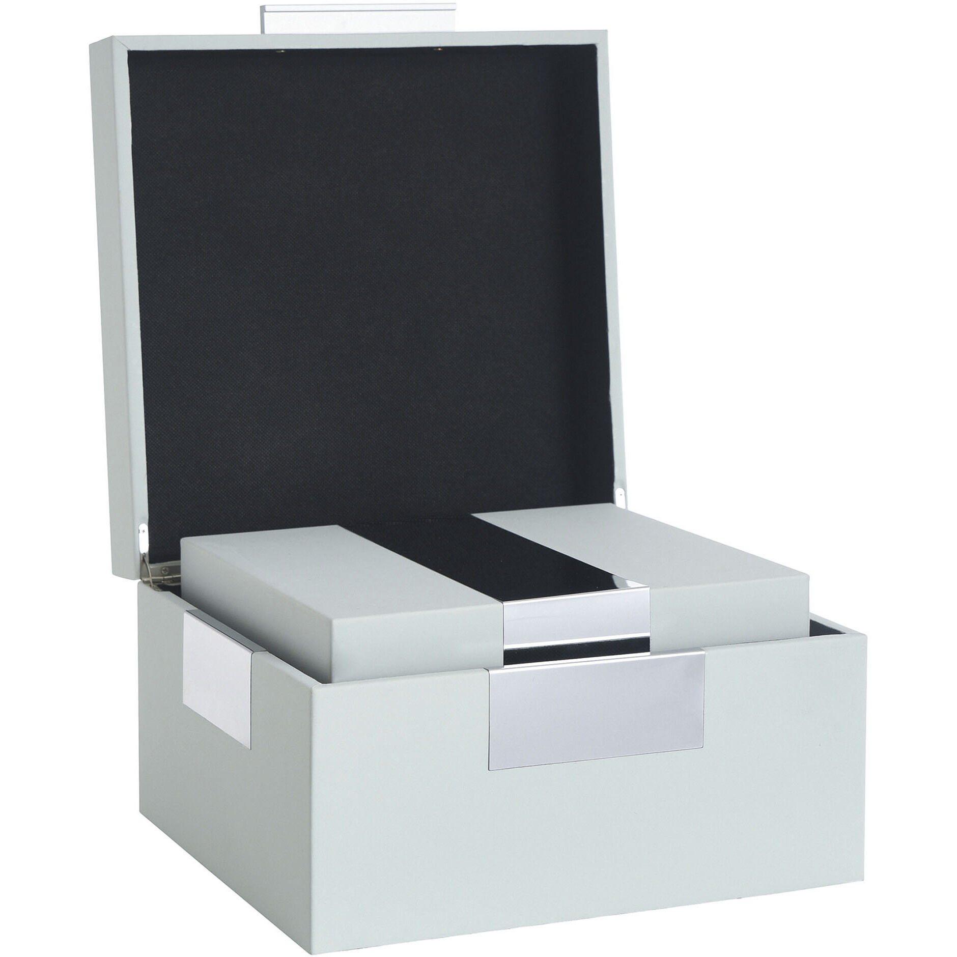 John Whisper Blue and Brushed Silver Accessory Box Set