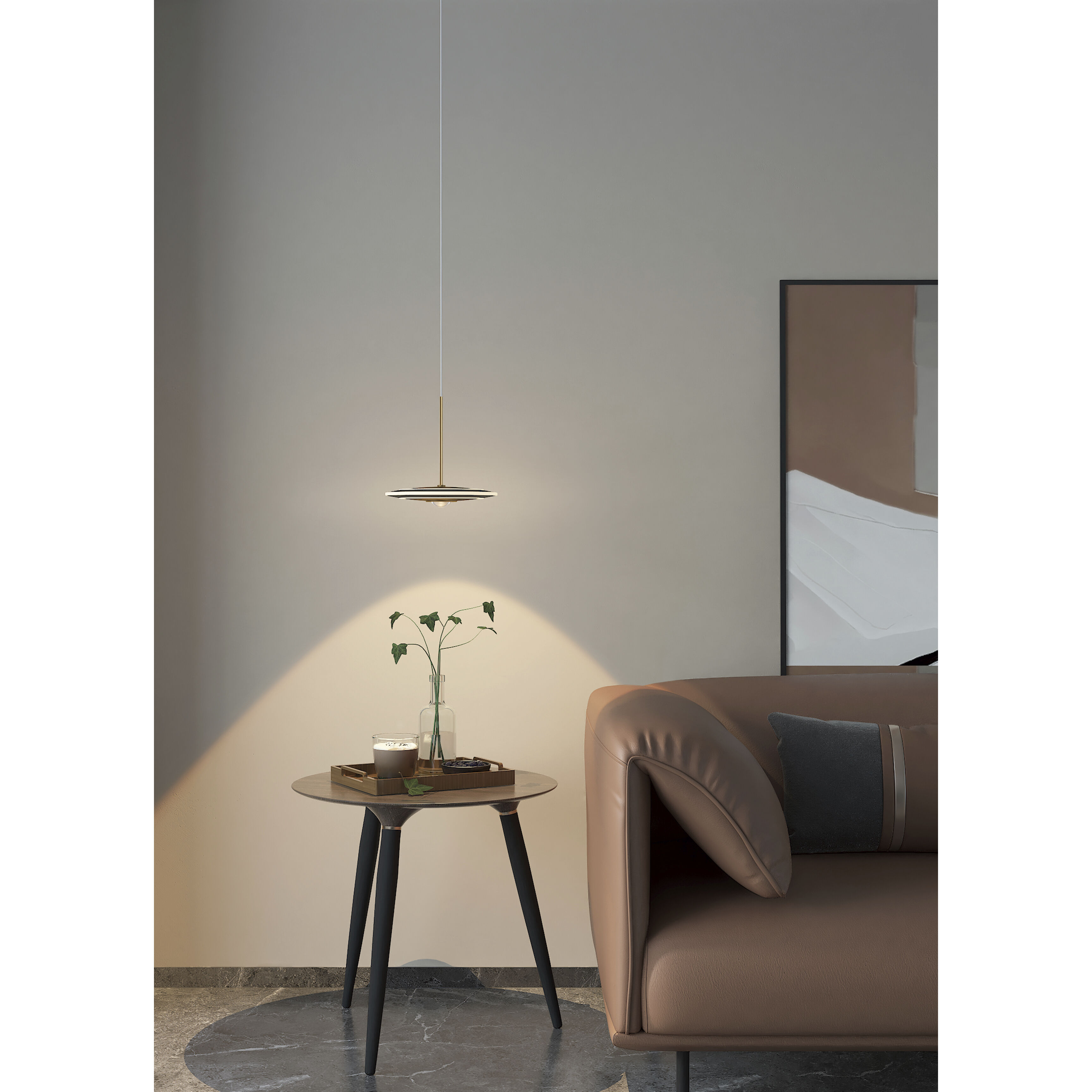 Uranas LED 7.9 inch Satin Dark Gray and Antique Brass Pendant Ceiling Light