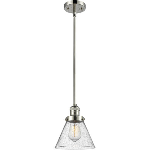Franklin Restoration Cone LED 8 inch Polished Nickel Mini Pendant Ceiling Light in Seedy, Franklin Restoration
