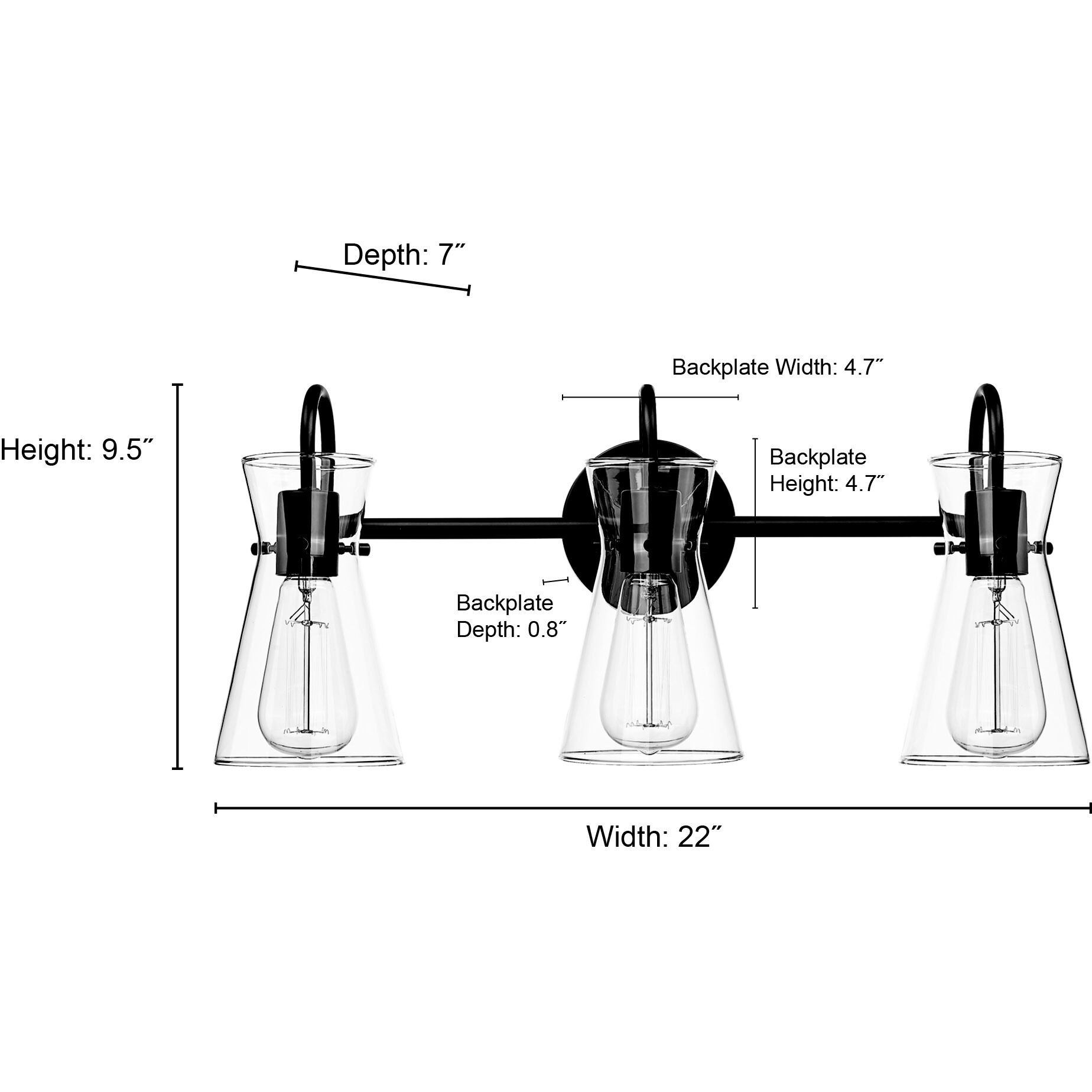 Camellia 3 Light 22 inch Polished Nickel Bathroom Vanity Light Wall Light