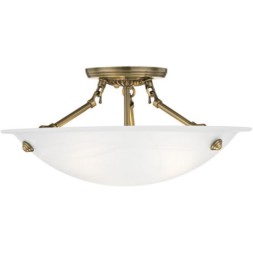 Oasis 3 Light 16 inch Antique Brass Semi-Flush Mount Ceiling Light