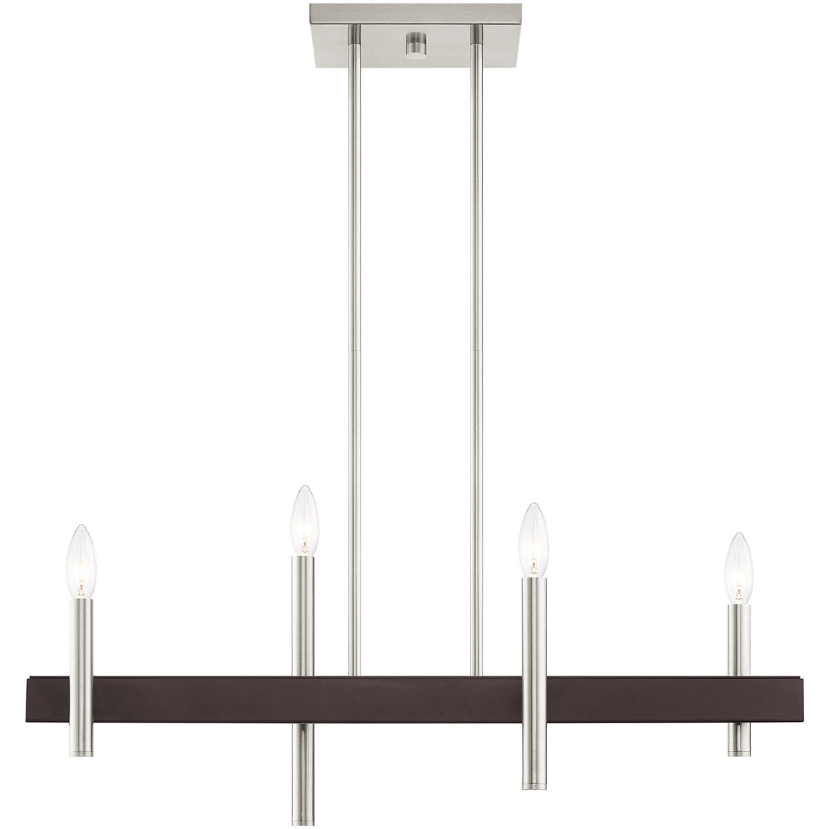Denmark 4 Light 7 inch Brushed Nickel with Bronze Accents Chandelier Ceiling Light