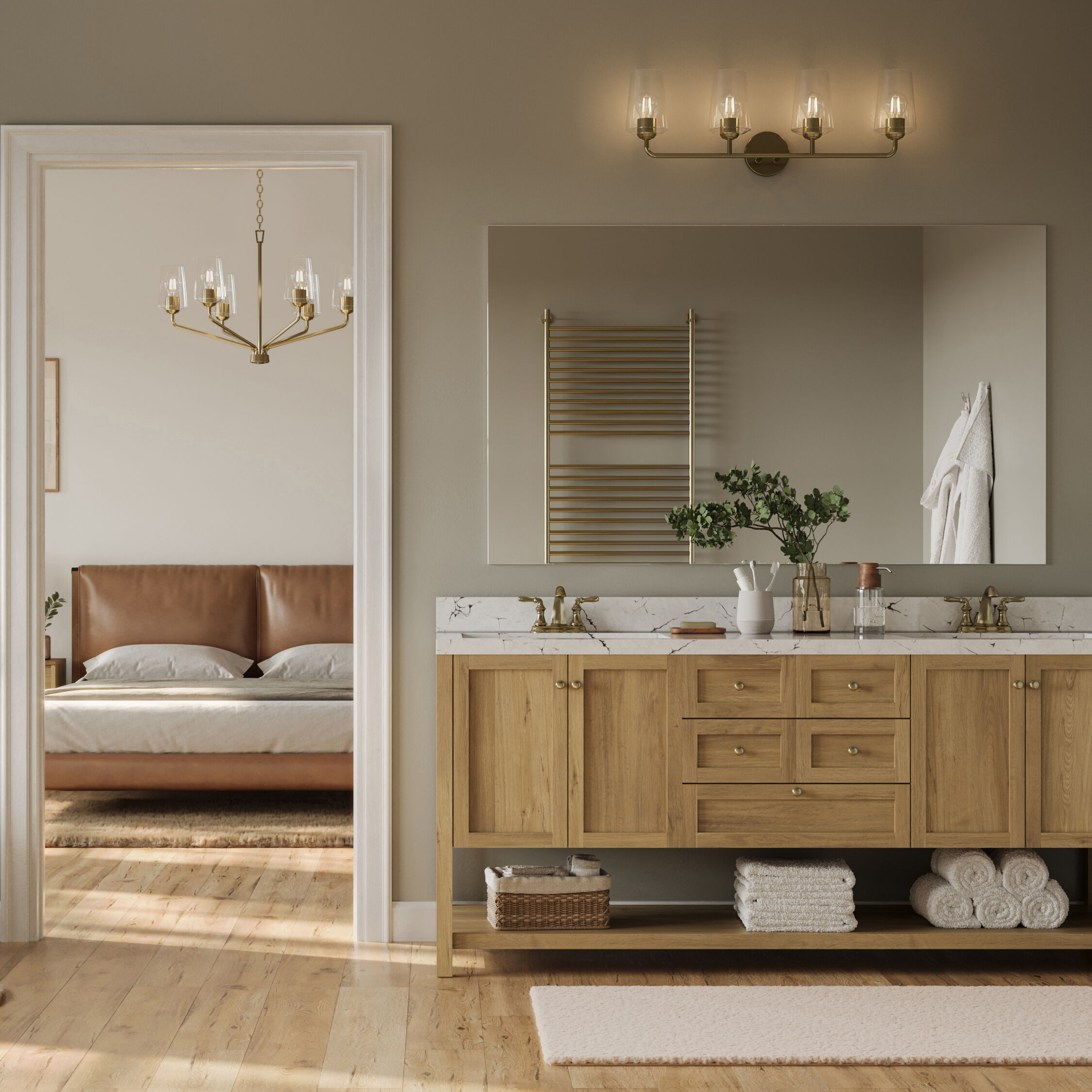 Celino 4 Light 32.5 inch Champagne Bronze Vanity Light Wall Light