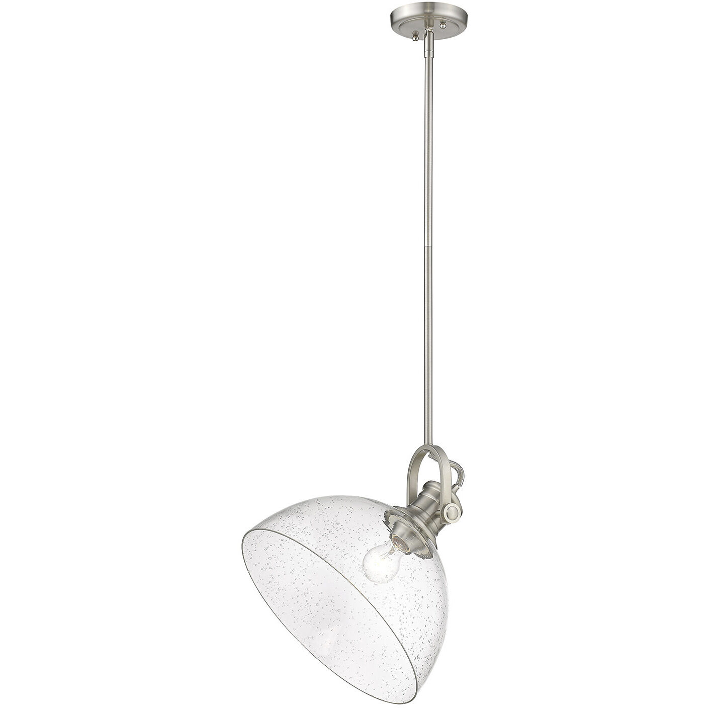 Yep Hines 1 Light 13.5 inch Pewter Pendant Ceiling Light in Seeded Glass, Large