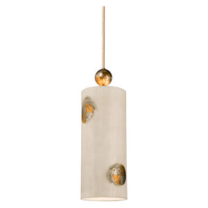 Compass 1 Light 8 inch Textured Taupe With Gold And Silver Leaf Pendant Ceiling Light, Flambeau