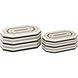 Octagonal Striped 11.5 X 7.5 inch White with Black Box, Set of 2