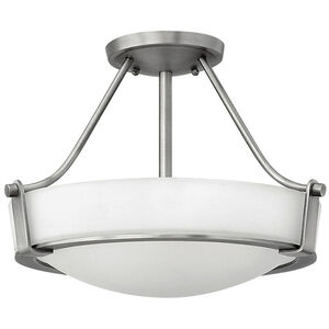 Hathaway LED 16 inch Antique Nickel Indoor Semi-Flush Mount Ceiling Light in Etched White