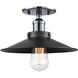 Bulstrode's Workshop 1 Light 11 inch Chrome Flush Mount Ceiling Light in Chrome and Black