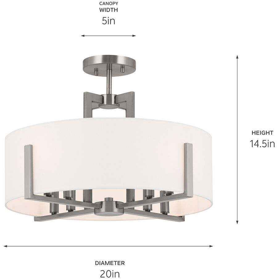 Malen LED 20 inch Classic Pewter Semi Flush Mount Ceiling Light