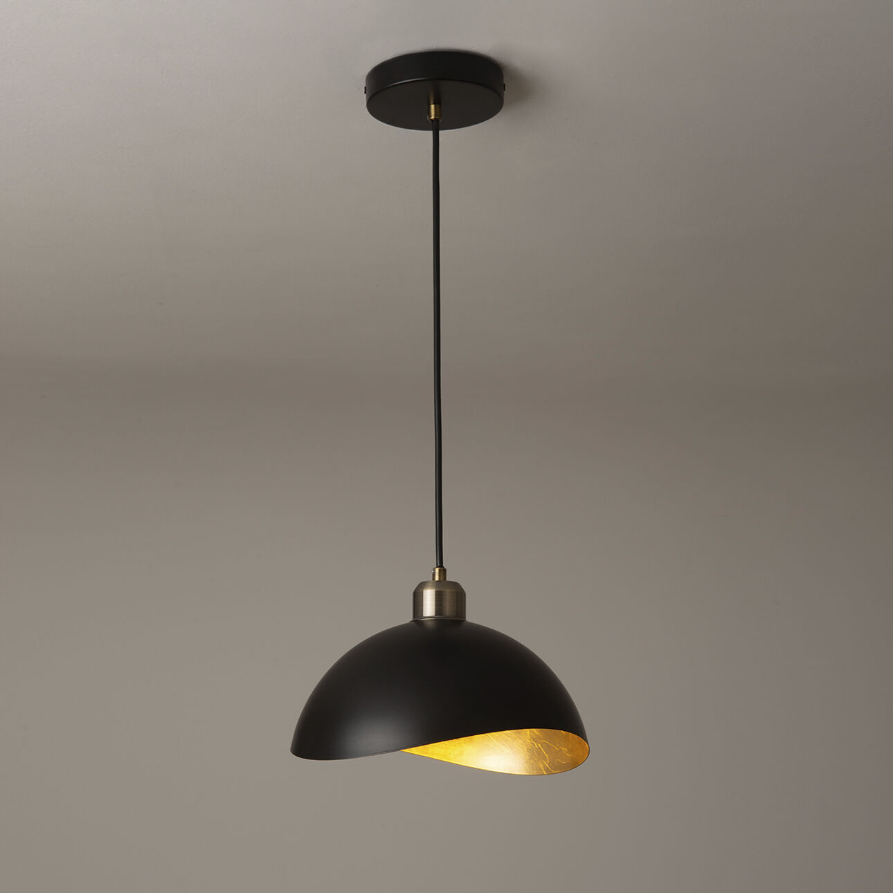 Luna Bella LED 10 inch Matte Black and Weathered Brass Pendant Ceiling Light
