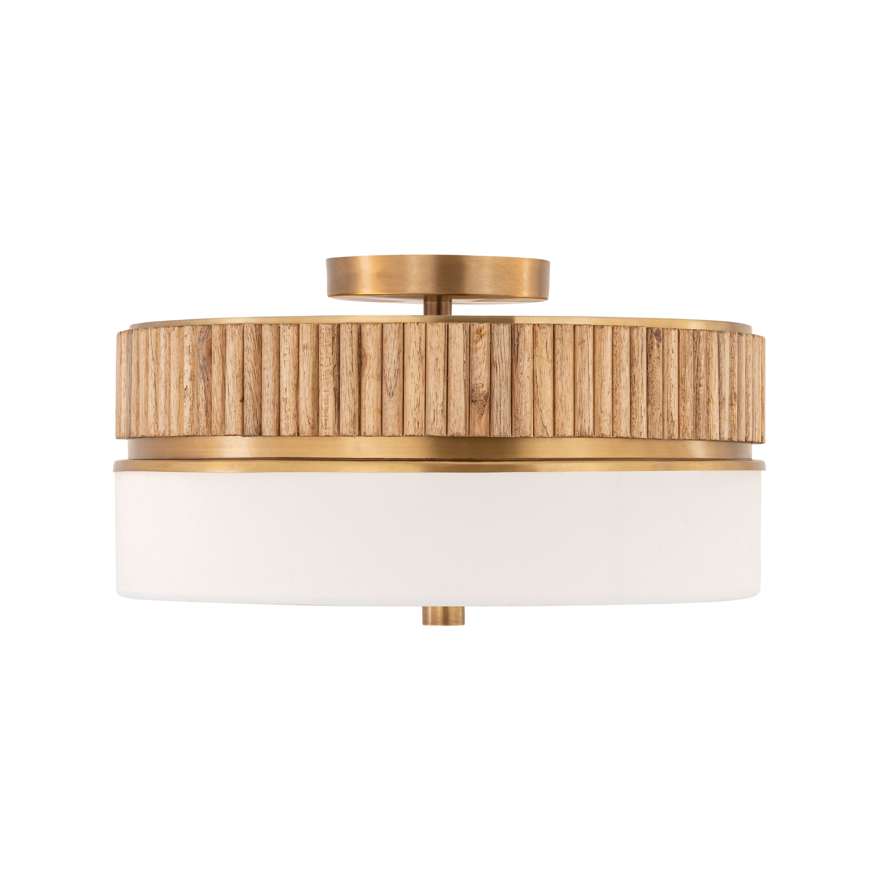 Nebri 3 Light 15 inch Legacy Brass Semi-Flush Mount Ceiling Light