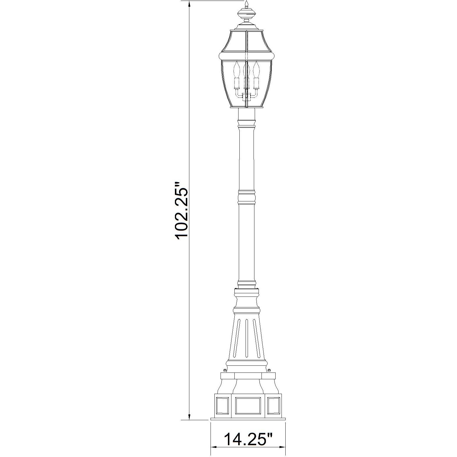 Westover 3 Light 102.25 inch Black Outdoor Post Mounted Fixture