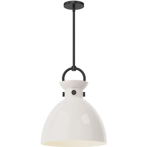 Alora Mood Waldo 1 Light 14 inch Matte Black Pendant Ceiling Light in Glossy Opal